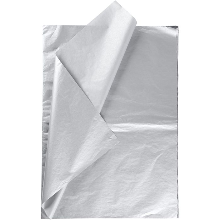 Silkepapir, ark 50x70 cm, 17 g, sølv, 6 ark/ 1 pk.